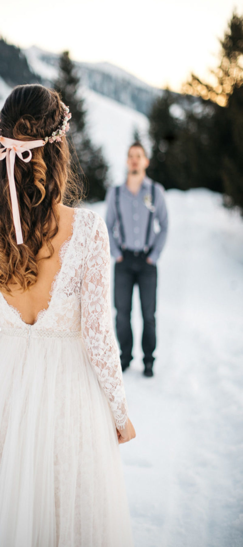 Beautiful Maira wearing Noya Bridal to her Winter Wonderland Wedding